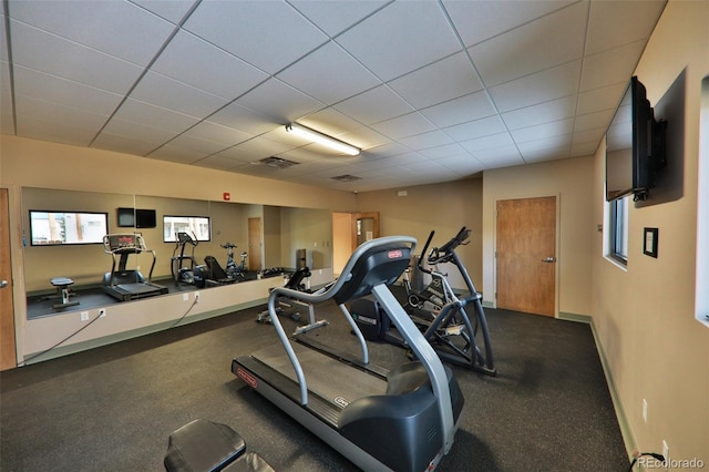 446 Hi Country Drive 17 & 18, Winter Park, CO 80482 - gym with a paneled ceiling and baseboards