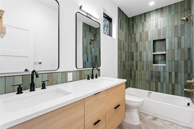 2378 S Bannock St, Denver, CO 80223 - full bathroom with double vanity and bathtub / shower combination