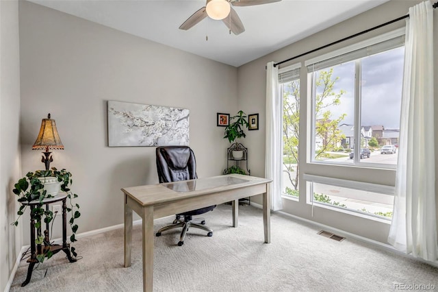 9055 Swan River St, Littleton, CO 80125 - carpeted office space featuring baseboards and ceiling fan