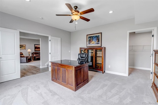 9055 Swan River St, Littleton, CO 80125 - office space featuring light carpet, ceiling fan, and recessed lighting