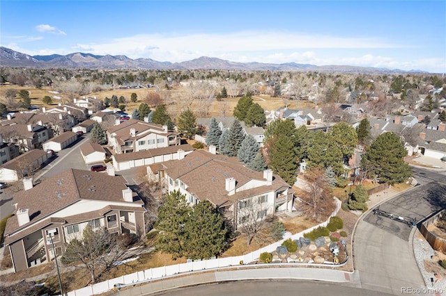 birds eye view of property featuring a residential view and a mountain view