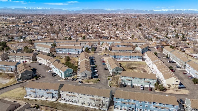 bird's eye view with a residential view and a mountain view