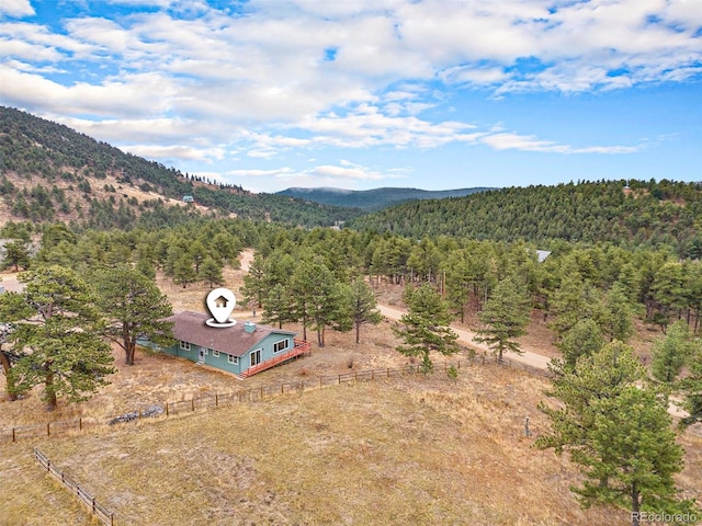 aerial view featuring a mountain view