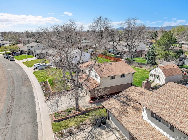 aerial view with a residential view