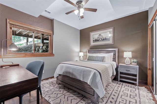 288 Spring Vly, Bailey, CO 80421 - bedroom featuring wood finished floors and ceiling fan