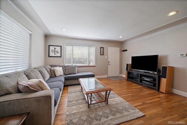 4530 S Pennsylvania St, Englewood, CO 80113 - living area with light wood-type flooring, baseboards, and recessed lighting