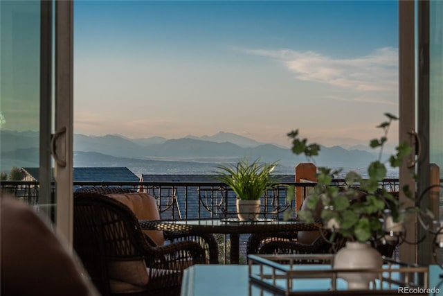 balcony with a mountain view