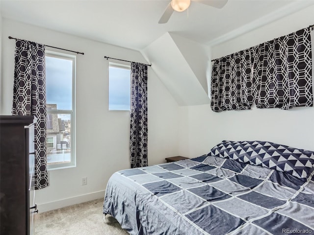4628 Mt Shavano St, Brighton, CO 80601 - bedroom featuring carpet floors, lofted ceiling, and ceiling fan