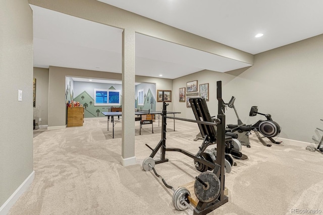 6470 Amur Ct, Castle Rock, CO 80108 - workout room with carpet floors, baseboards, and recessed lighting
