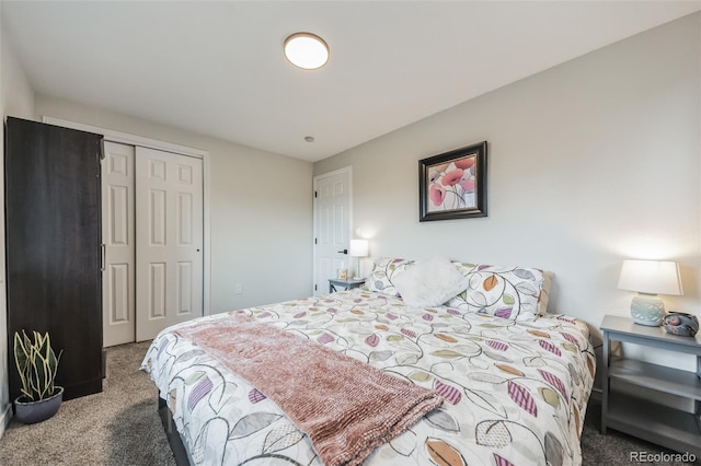 carpeted bedroom with a closet