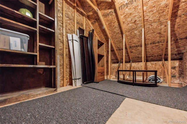 view of unfinished attic