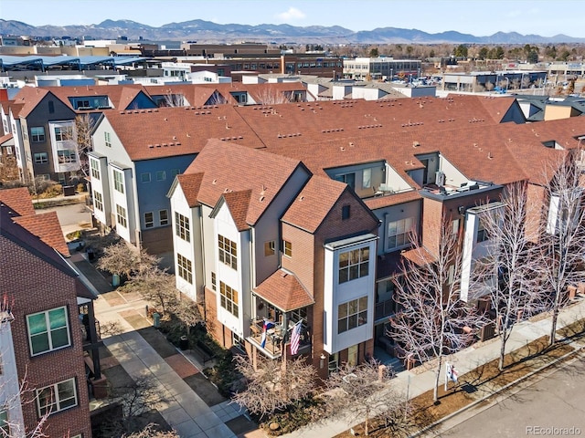 aerial view with a residential view and a mountain view