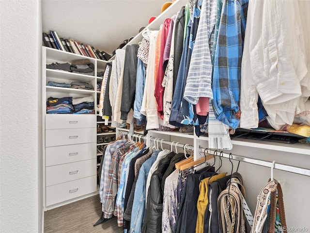 spacious closet featuring wood finished floors