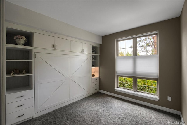 unfurnished bedroom with baseboards, multiple windows, and carpet floors