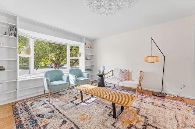 living room with wood-type flooring