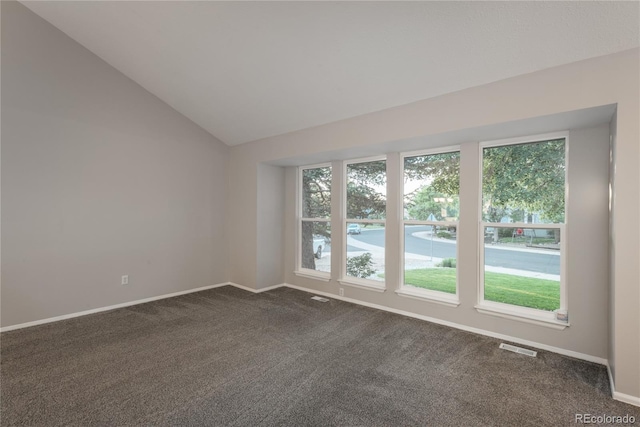 773 S Dearborn Cir, Aurora, CO 80012 - unfurnished room with dark carpet and lofted ceiling