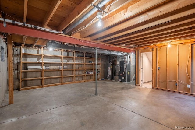 773 S Dearborn Cir, Aurora, CO 80012 - unfinished basement with gas water heater and heating unit