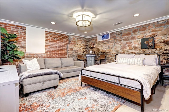 bedroom with crown molding