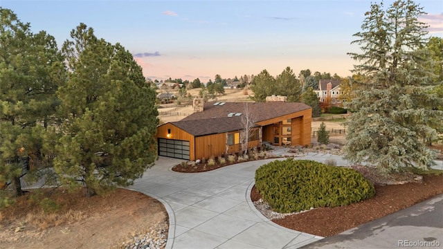 view of front of house with a garage