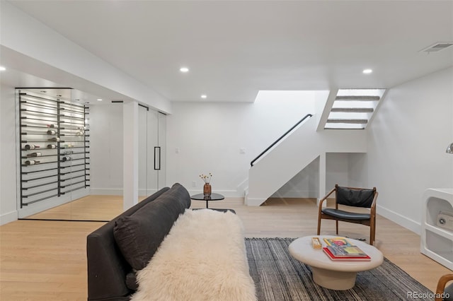 living room featuring light hardwood / wood-style floors