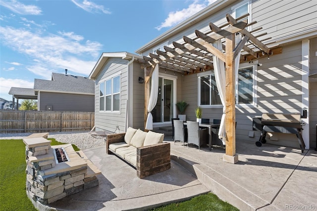 view of patio / terrace featuring a pergola