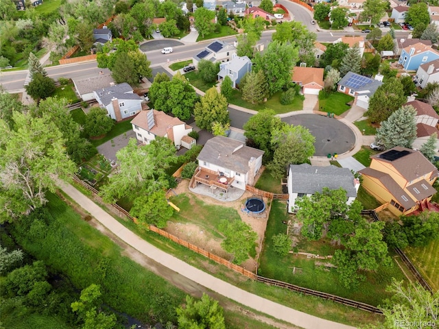 aerial view with a residential view