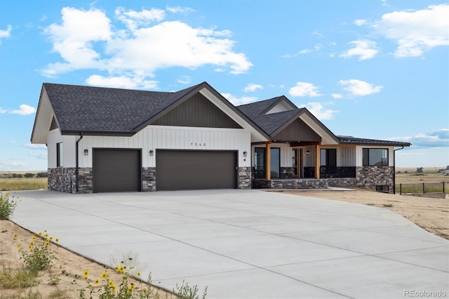 view of front of property with a garage