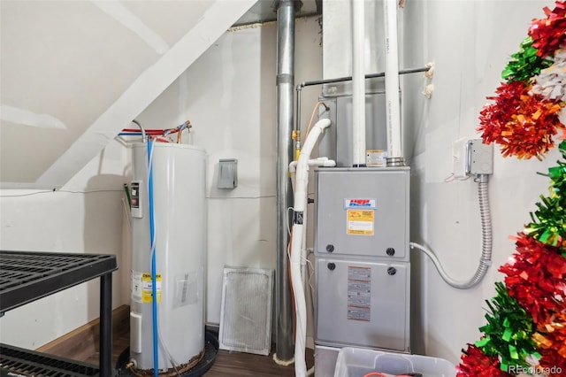 utility room with water heater