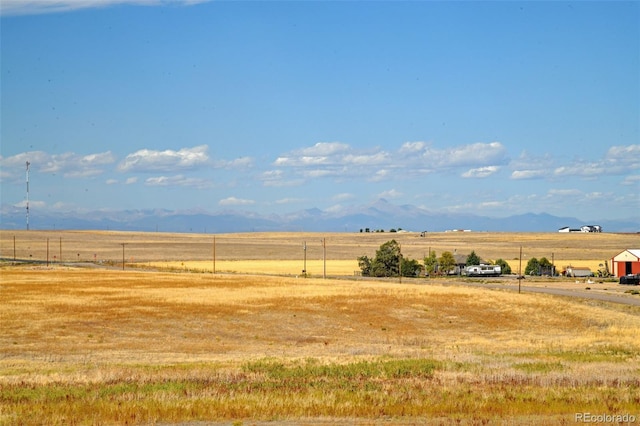 view of yard featuring a rural view and a mountain view