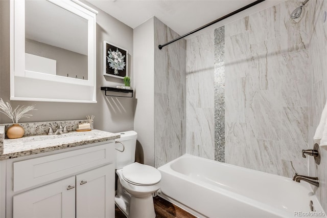 1349 Race St Unit 5, Denver, CO 80206 - full bathroom with toilet, vanity, shower / bath combination, and wood finished floors