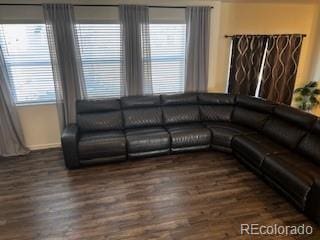 living area with dark wood finished floors