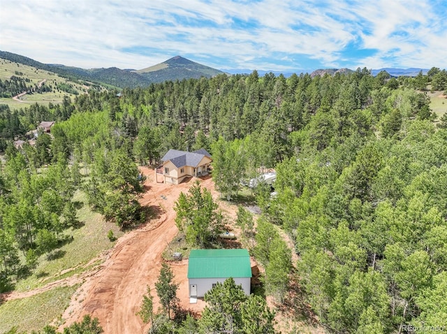 aerial view with a mountain view