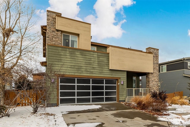 contemporary house featuring a garage