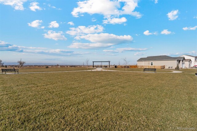 view of yard with a rural view