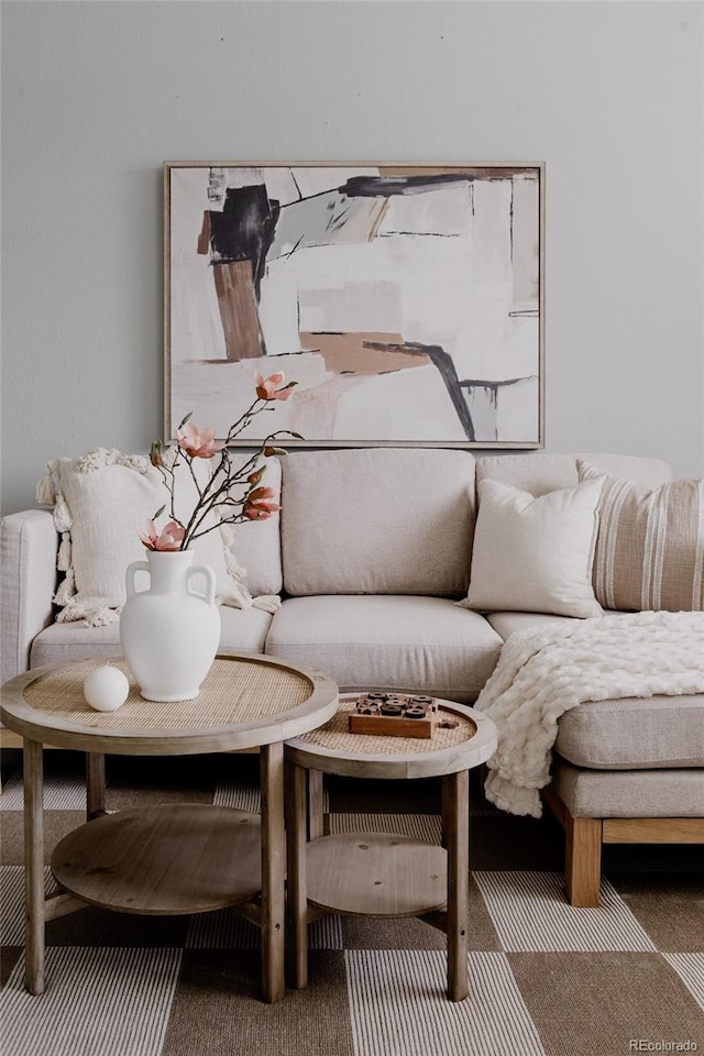 interior space featuring carpet