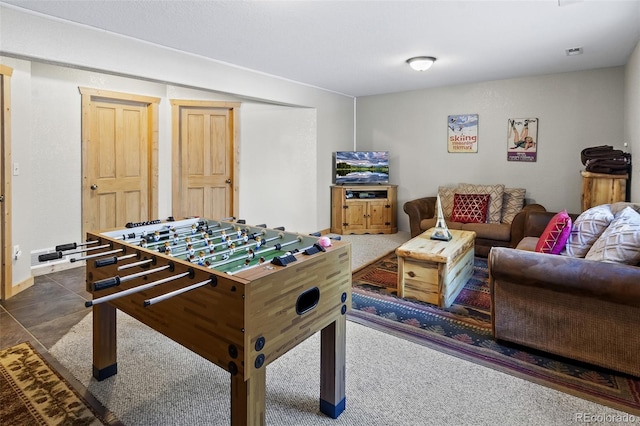 game room with visible vents