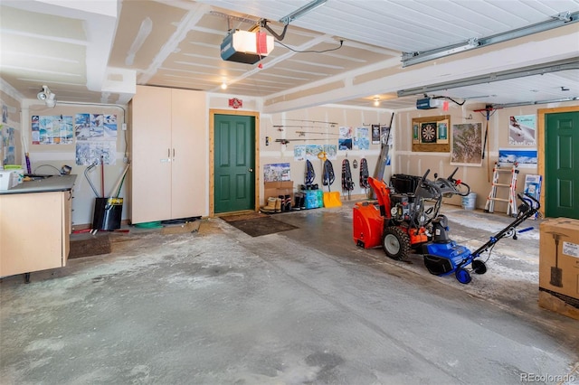 garage with a garage door opener