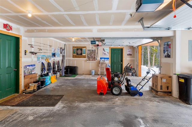 garage with a garage door opener