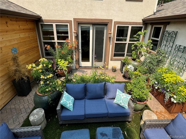 exterior space featuring outdoor lounge area