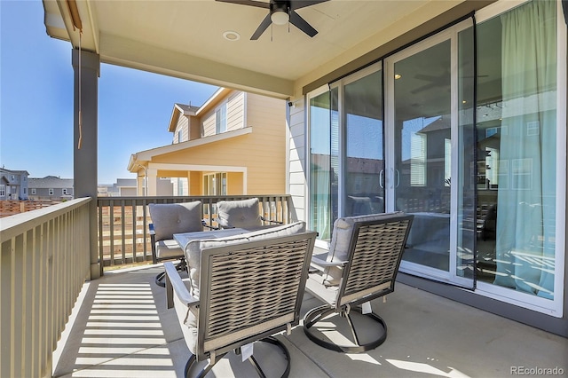 4040 Eaton Park St, Aurora, CO 80019 - balcony featuring a ceiling fan