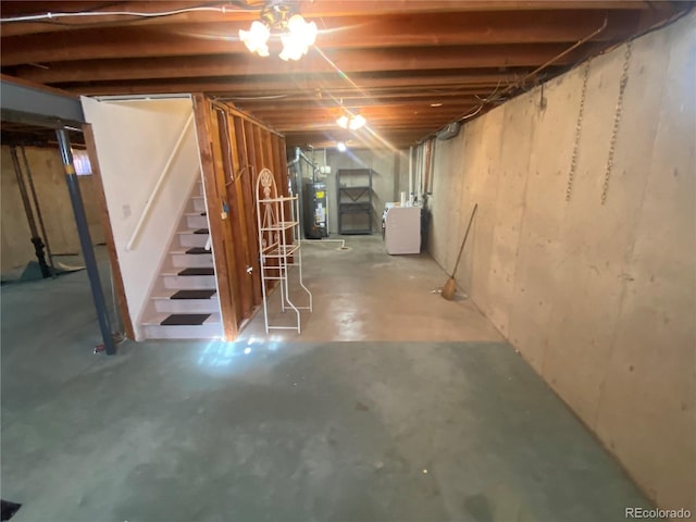 basement with gas water heater