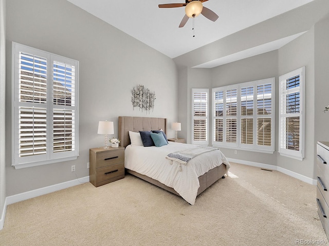 8312 S Peninsula Dr, Littleton, CO 80120 - bedroom with light carpet, baseboards, and ceiling fan