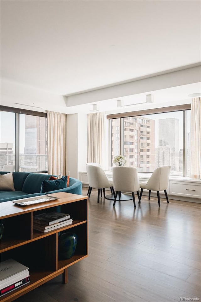 living room with hardwood / wood-style floors