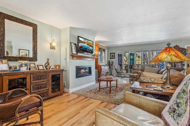 living room featuring light wood-type flooring