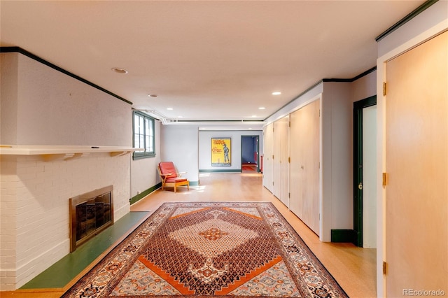 hallway with ornamental molding