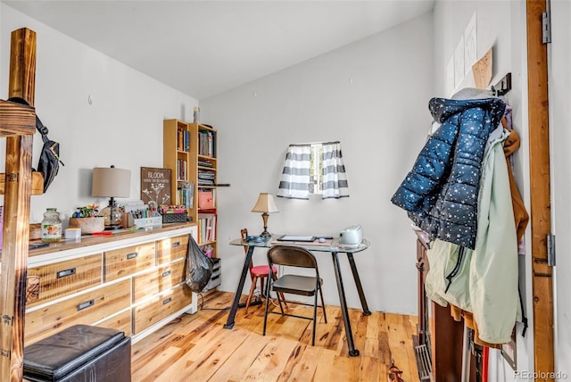 interior space with light hardwood / wood-style floors