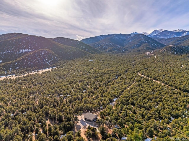 birds eye view of property with a mountain view