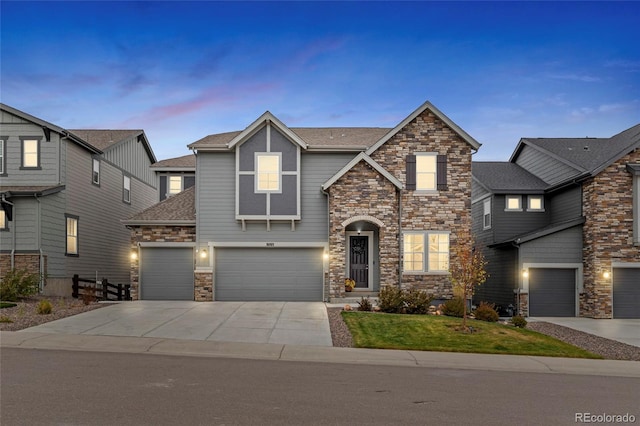 view of front of home with a garage