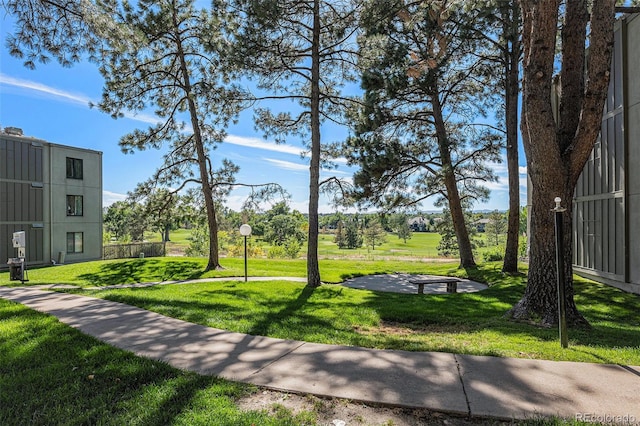 view of home's community with a lawn