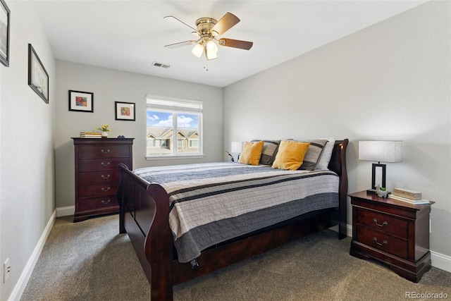 18130 Bolero Dr, Parker, CO 80134 - carpeted bedroom with baseboards, ceiling fan, and visible vents